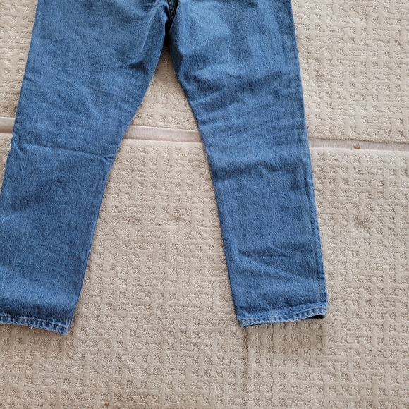 LEVI'S Premium 501 High Rise Straight Cropped Leg Distressed Button Fly Jeans - Picture 9 of 16